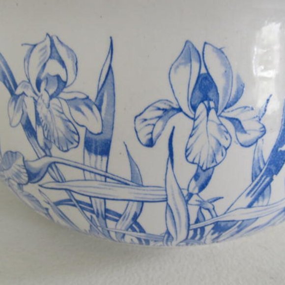 victorian Antique Blue Transferware Ironstone Chamber Pot T&R Boote Iris Pattern - Picture 4 of 7